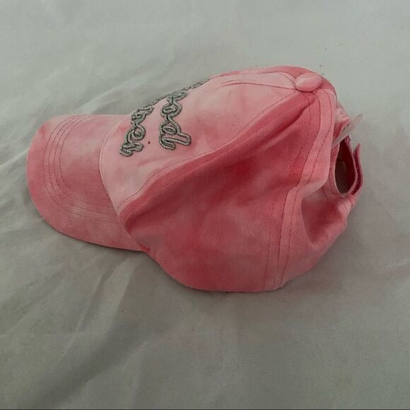 Capelli Hat Tie Dye Good Vibes Kids Pink Embroidered Silver Casual Trendy Cute - Picture 8 of 11